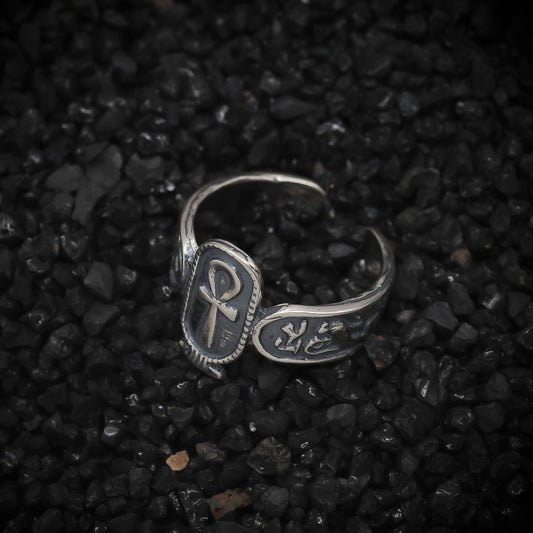 Ankh Key of Eternal Life Band Ring Hieroglyphics Ancient Egyptian