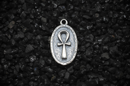 Ankh Key of Eternal Life Hieroglyphics Ancient Egyptian Oval Charm