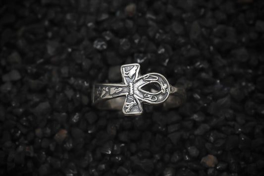 Ankh Key of Eternal Life Band Ring Hieroglyphics Ancient Egyptian